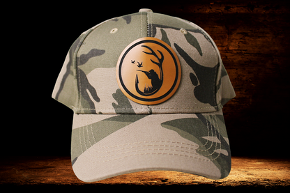 Camo with leather hunting patch