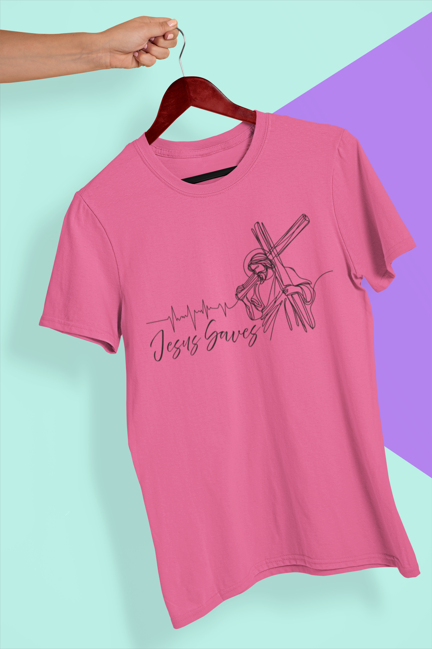 Short-sleeve Screen Printed Jesus Saves Shirt