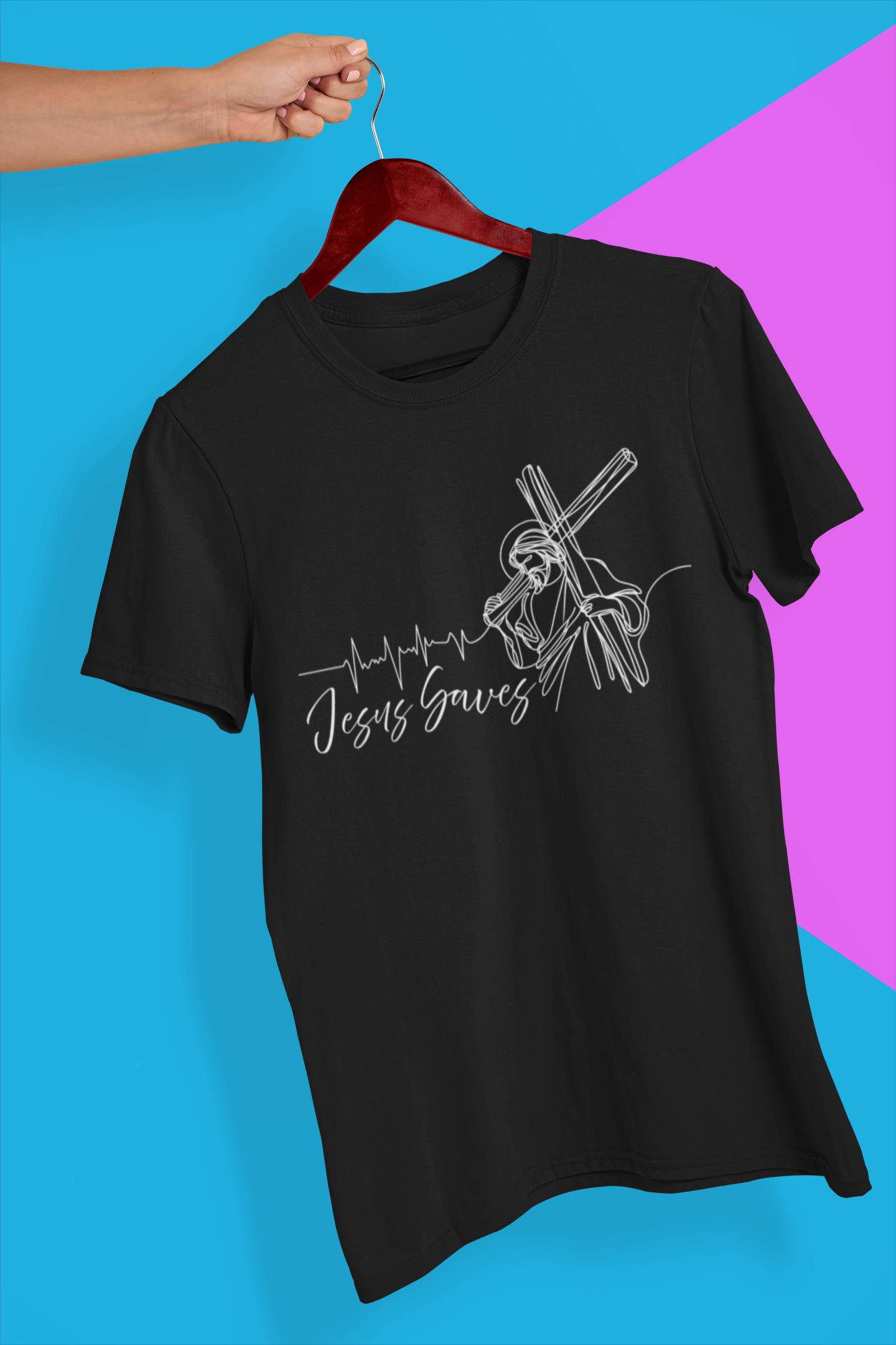 Short-sleeve Screen Printed Jesus Saves Shirt