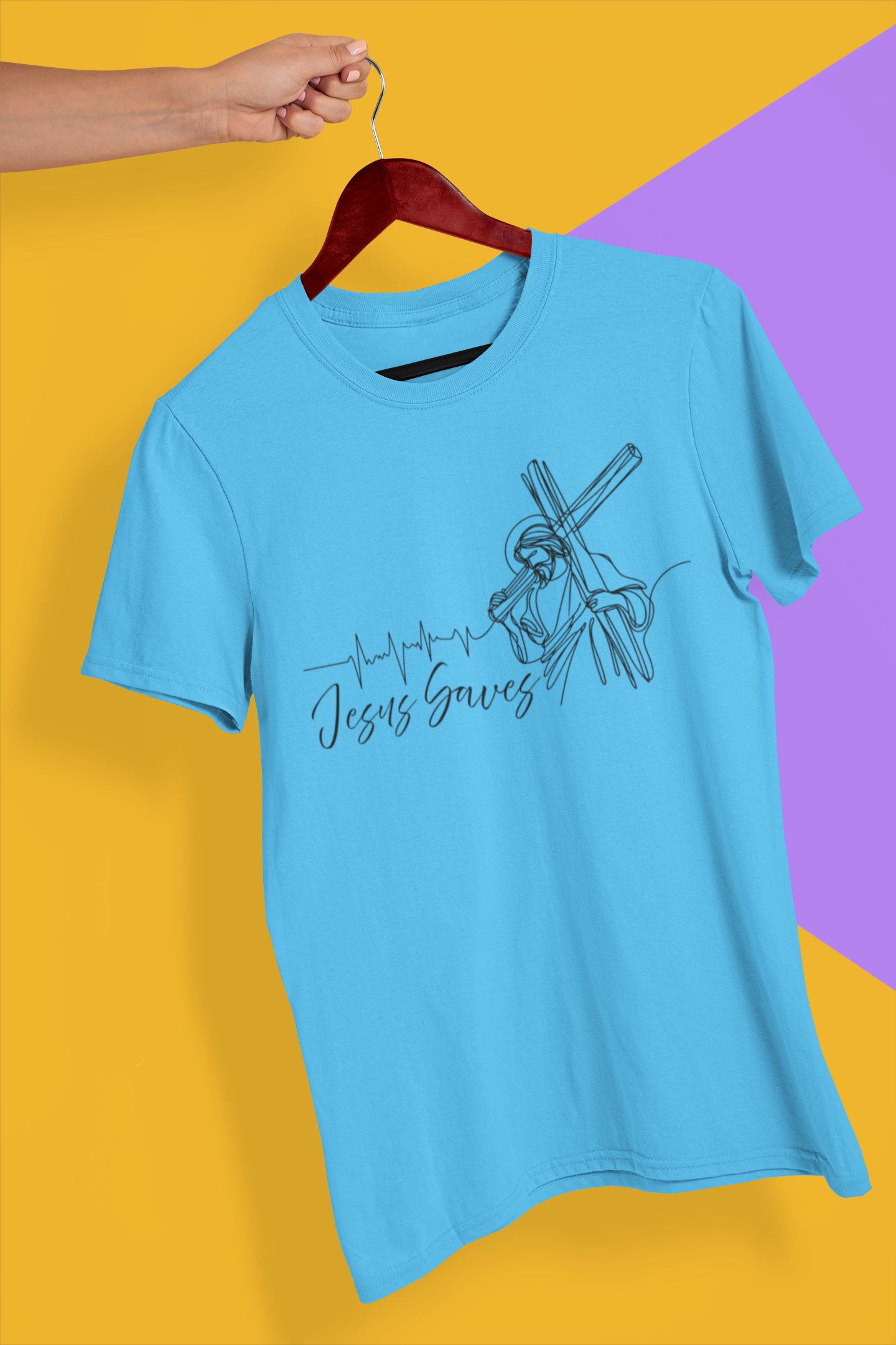 Short-sleeve Screen Printed Jesus Saves Shirt
