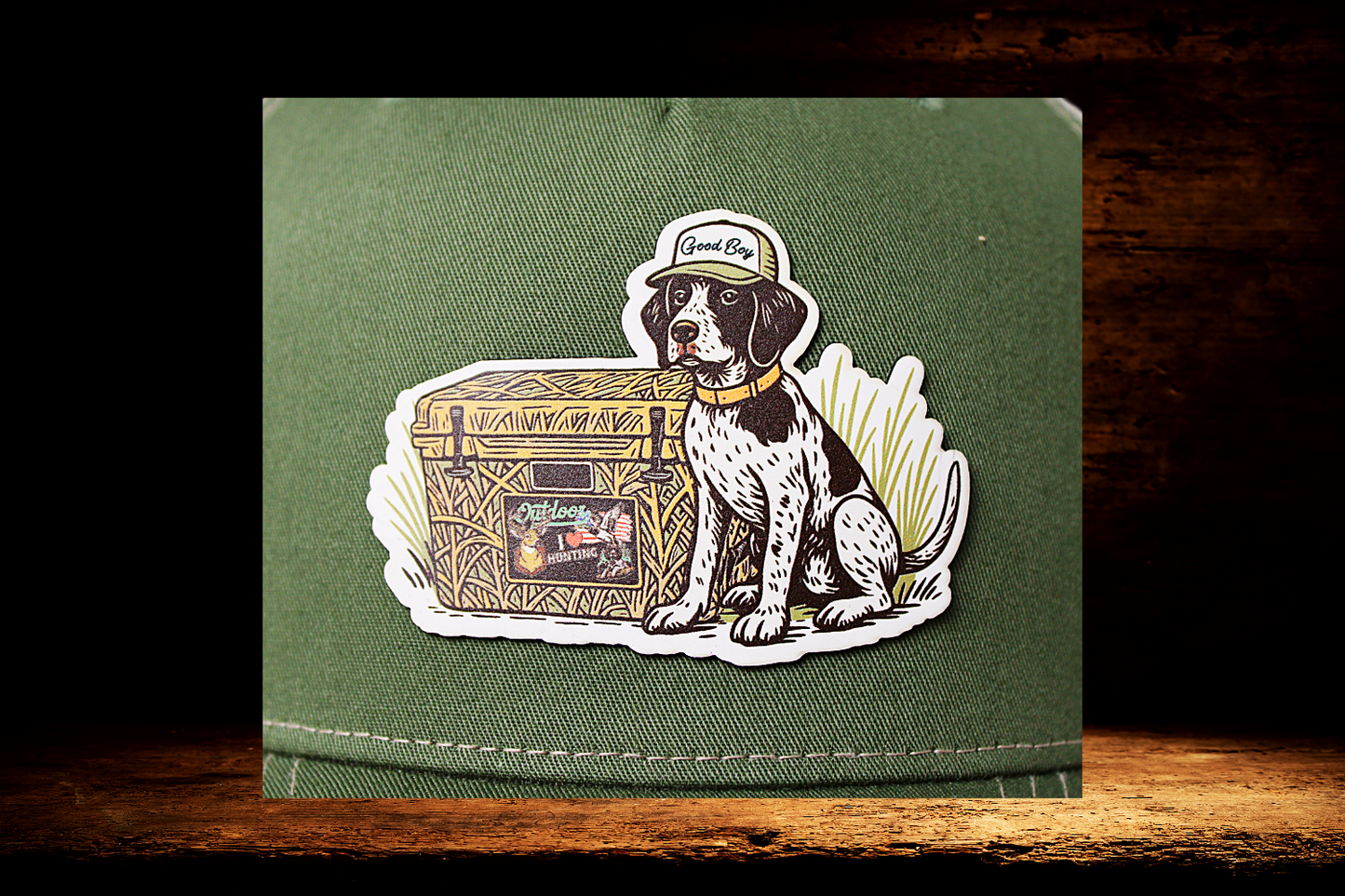 Hunting dog with cooler