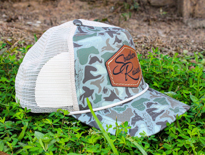 Dri-Duck Green Camo hat with Southern Raised patch