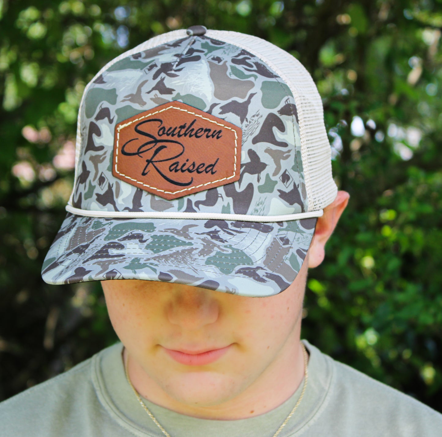 Dri-Duck Green Camo hat with Southern Raised patch