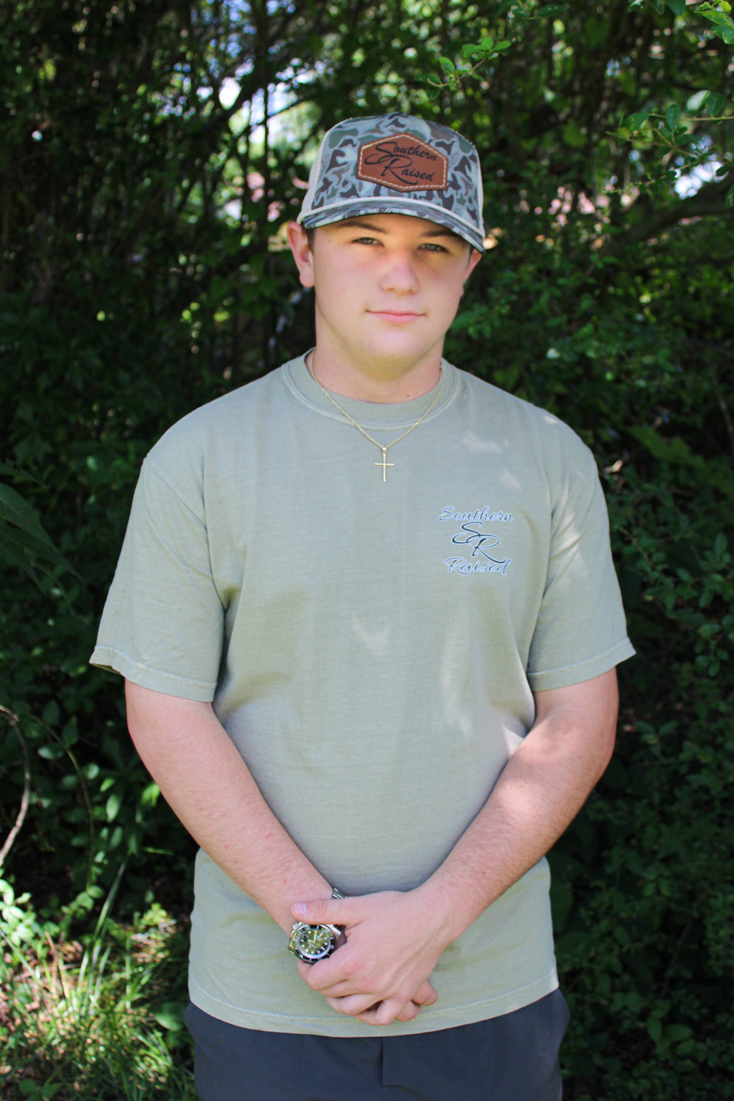 Dri-Duck Green Camo hat with Southern Raised patch