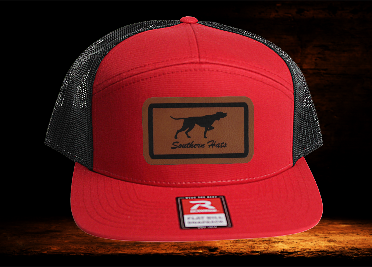 Richardson flat bill snap back with dog patch