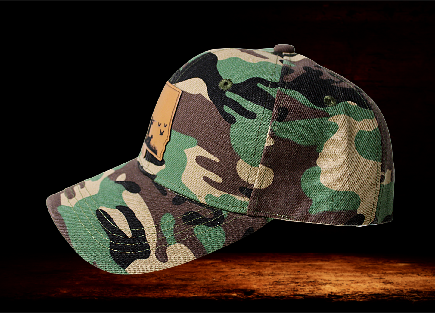 Army camo style low profile dad hat with Alabama hunting patch