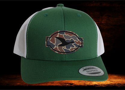 Yupoong Navy and white with camo patch