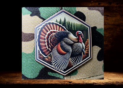 Camo, low profile hat with colorful Turkey patch