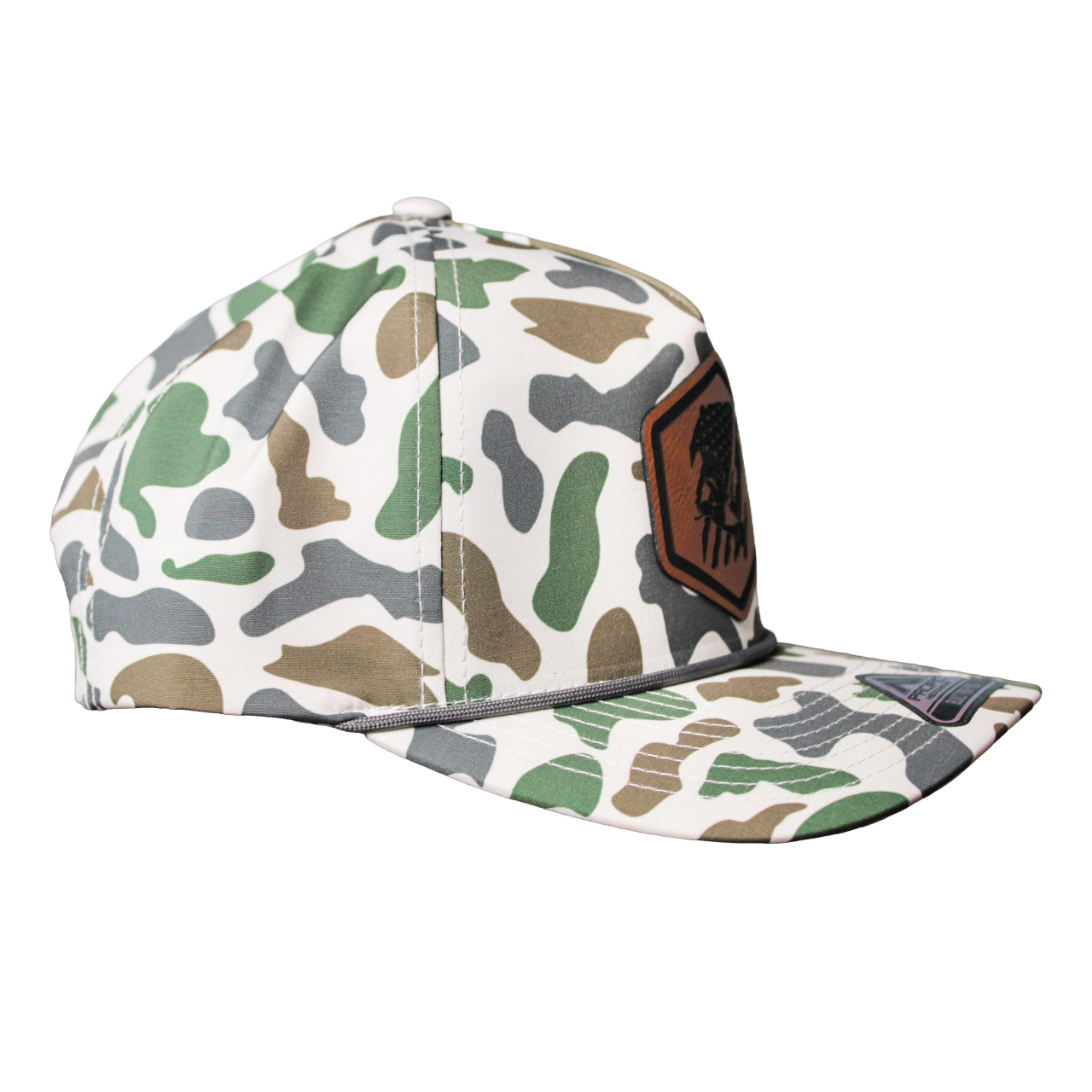 Old school duck camo Pacific hat with patriotic duck patch