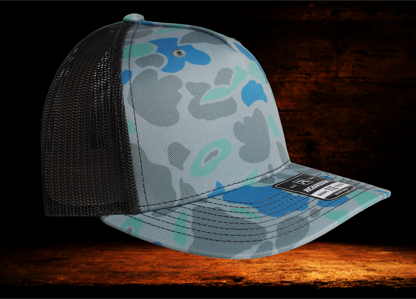 Richardson 112 blue camo with Bass patch