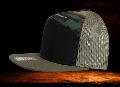 Richardson flat bill snap back with dog patch