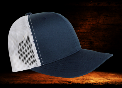 Yupoong Navy and white with camo patch