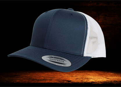 Yupoong Navy and white with camo patch