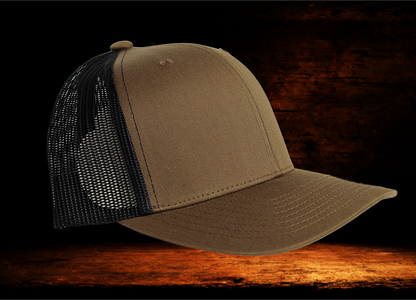 Yupoong Navy and white with camo patch