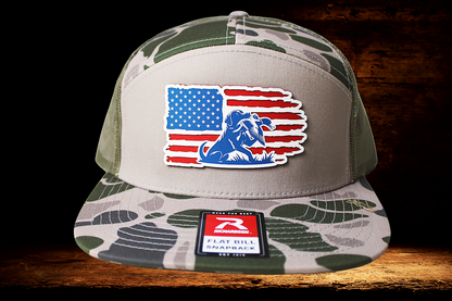 Patriotic Duck Dog on Camo Hat