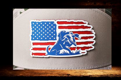 Patriotic Duck Dog on Camo Hat