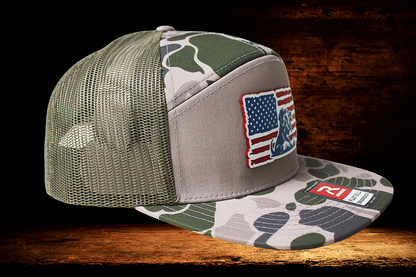Patriotic Duck Dog on Camo Hat