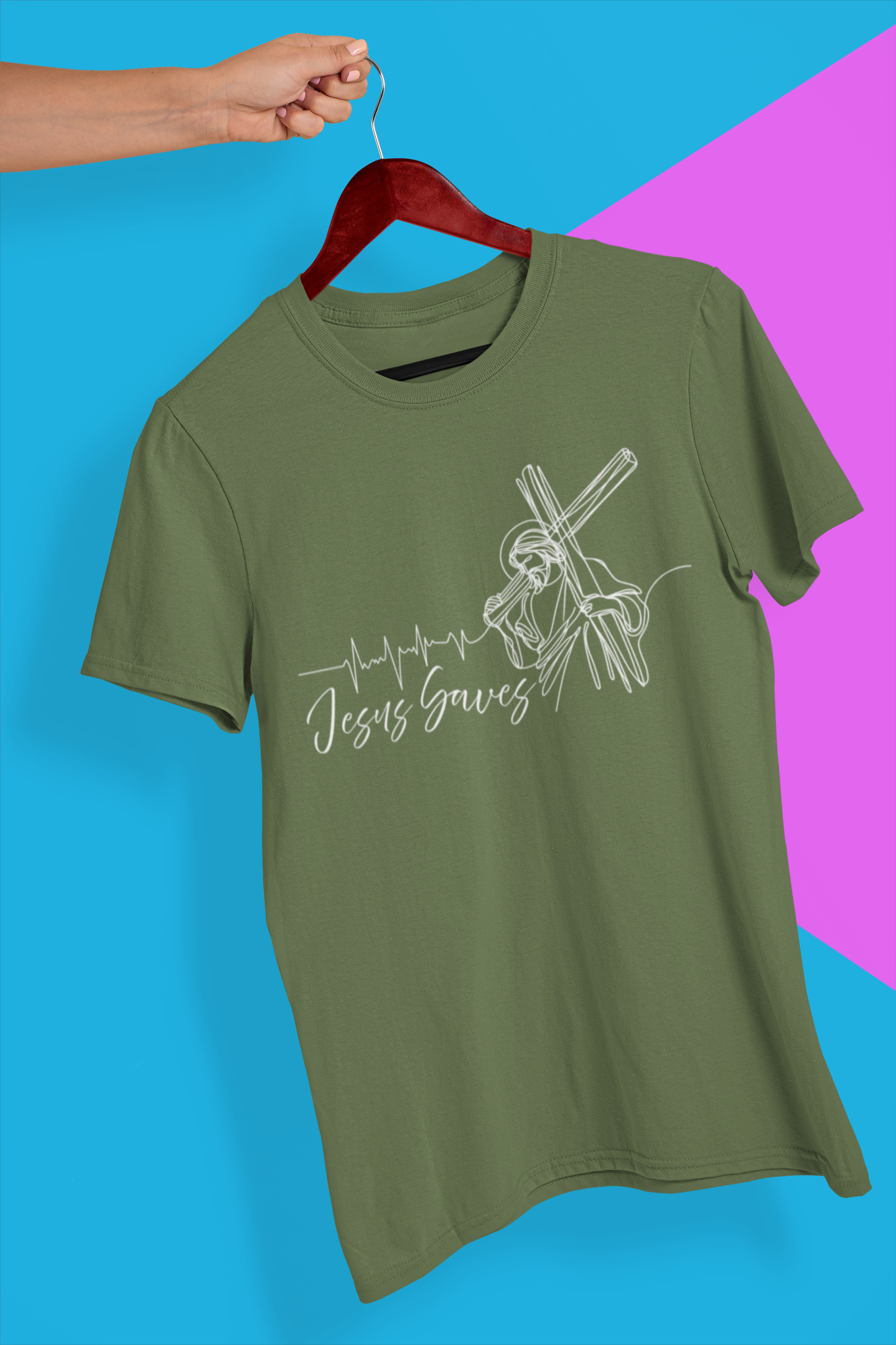 Short-sleeve Screen Printed Jesus Saves Shirt