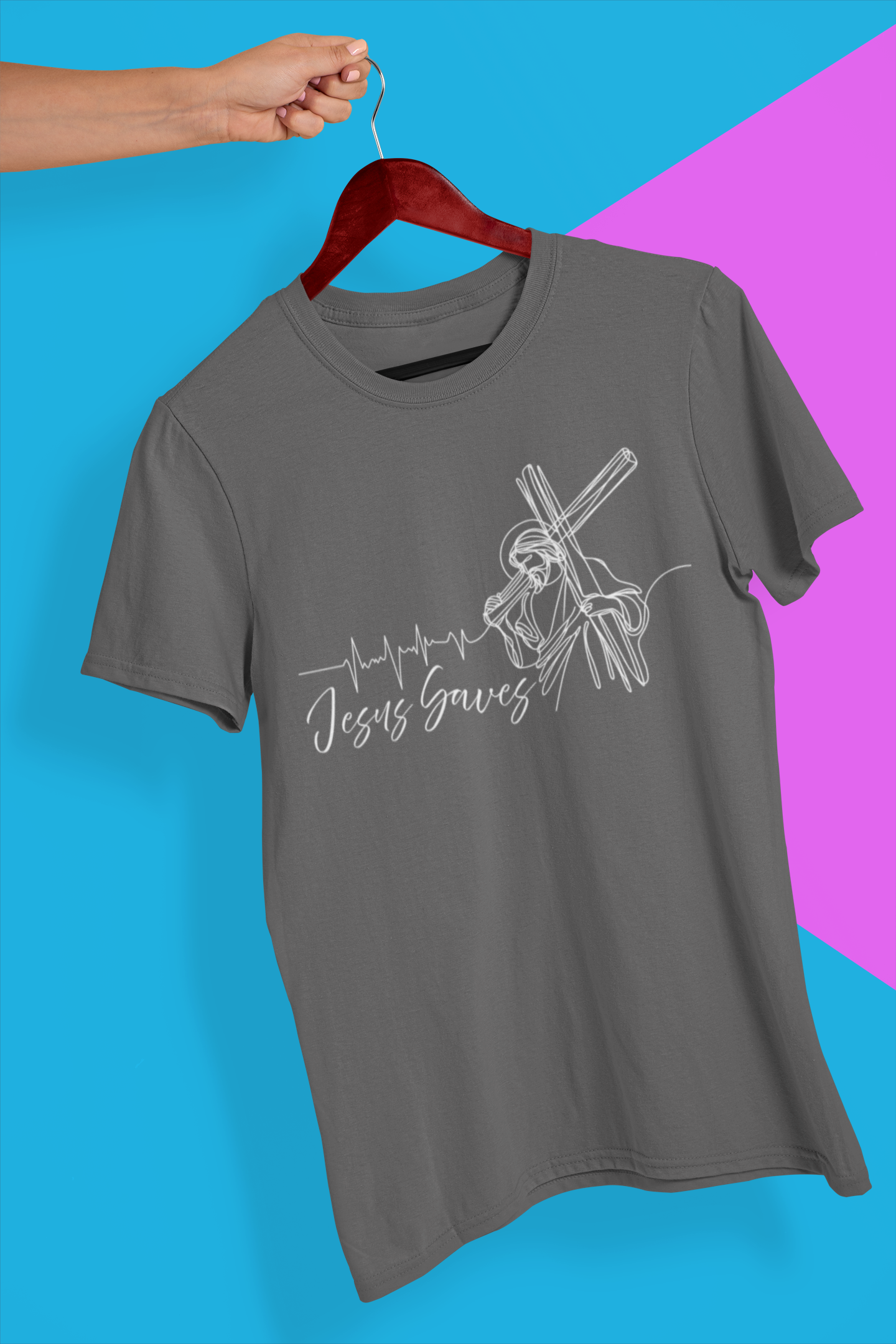 Short-sleeve Screen Printed Jesus Saves Shirt