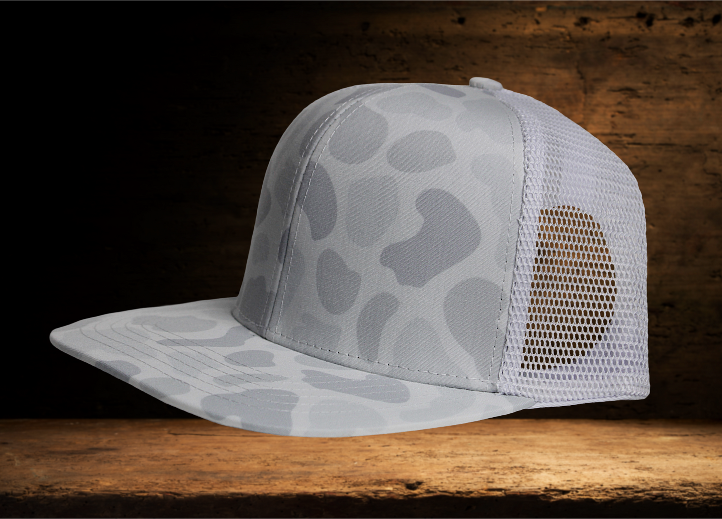 White Camo Lost Hat with Grateful Patch