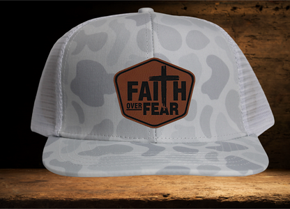 Brown Camo Lost hat Faith over Fear Patch
