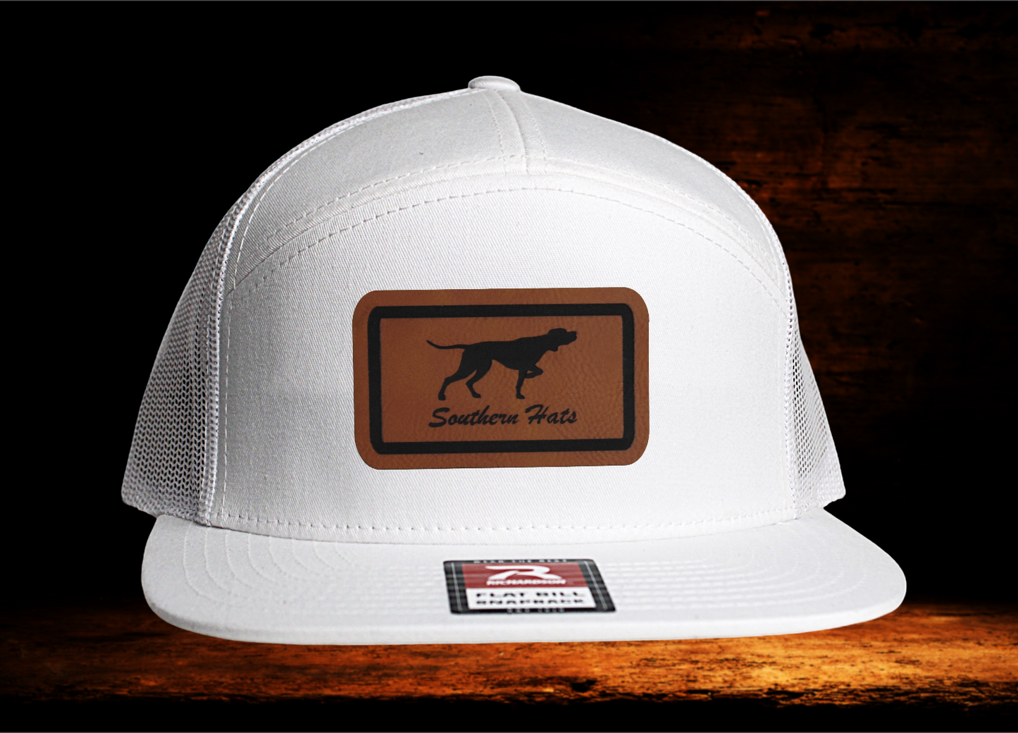 Richardson flat bill snap back with dog patch